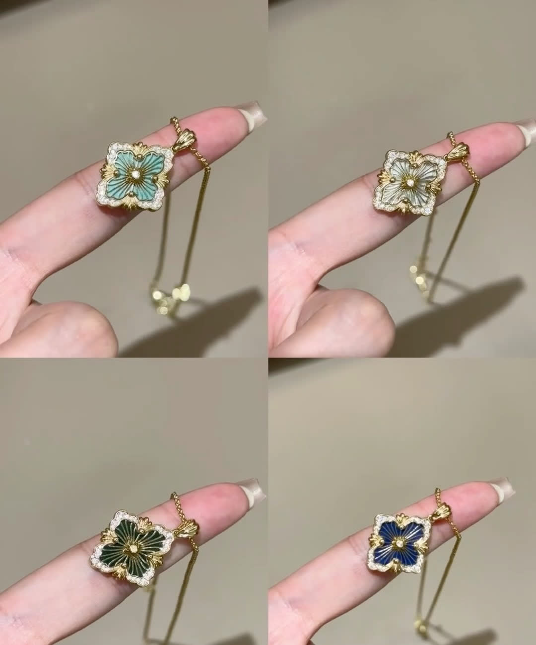 Van Cleef & Arpels Enamel Flower Pendant Necklace